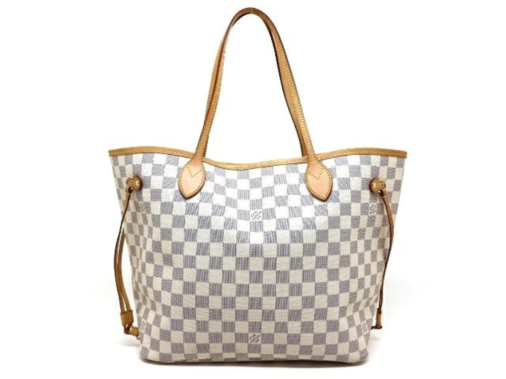 LOUIS VUITTON Neverfull Tote Bag Damier Azur White
